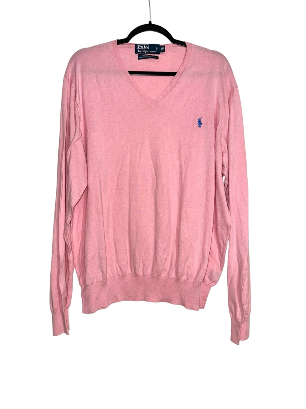 Polo by Ralph Lauren Men’s Pink V-Neck Pima Cotton Long Sleeve Sweater 3XB Big
